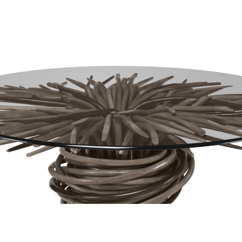 Caribe Round Glass Dining Table, Gray