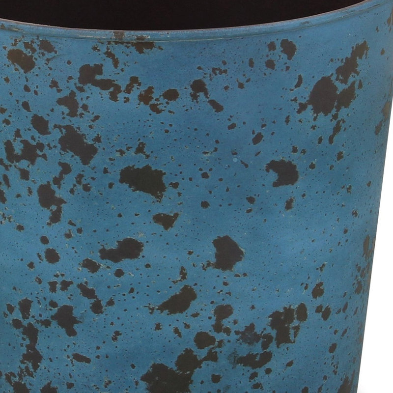 Pot à fleur rond en plastique recyclé bleu 11 po