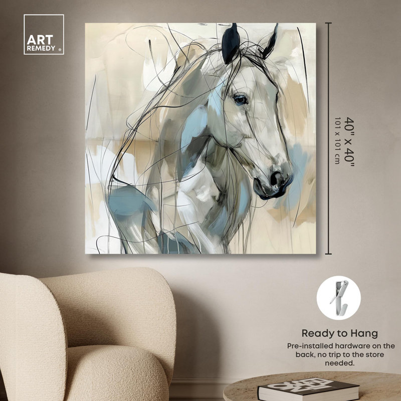«Horse Glint» par Art Remedy, H 40 po x l 40 po x P 1,5 po, Toile tendue