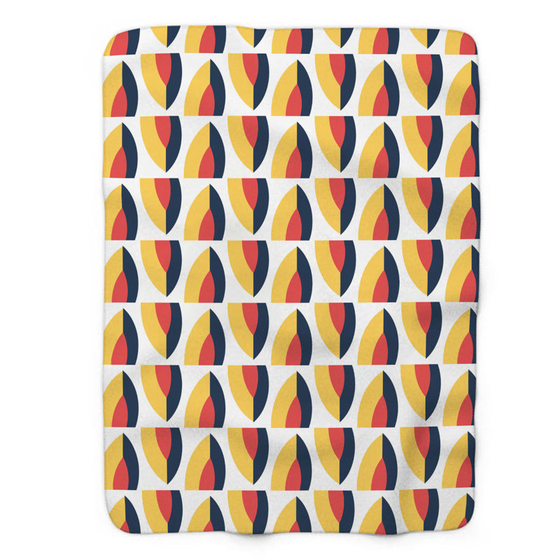 Scarlet Yellow Tile - 1 Piece Premium Sherpa Blanket, Twin