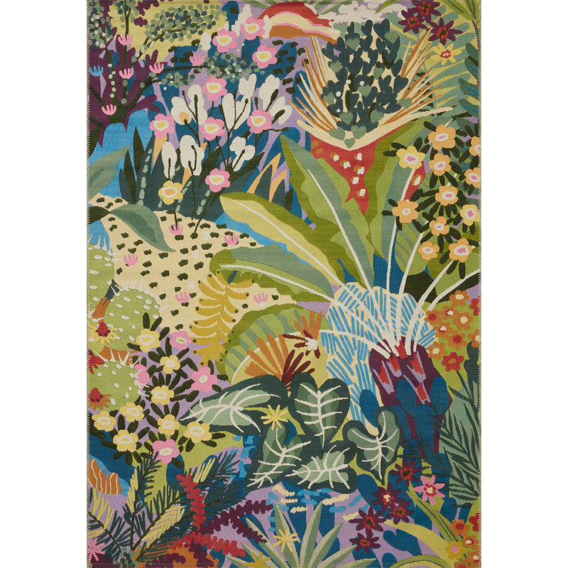 Tapis d'intérieur / extérieur multicolore Loloi, Rectangle 5 pi 3 po x 7 pi 8 po