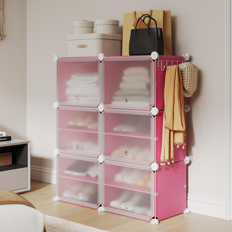 24 Pair Shoe Storage Cabinet, Pink