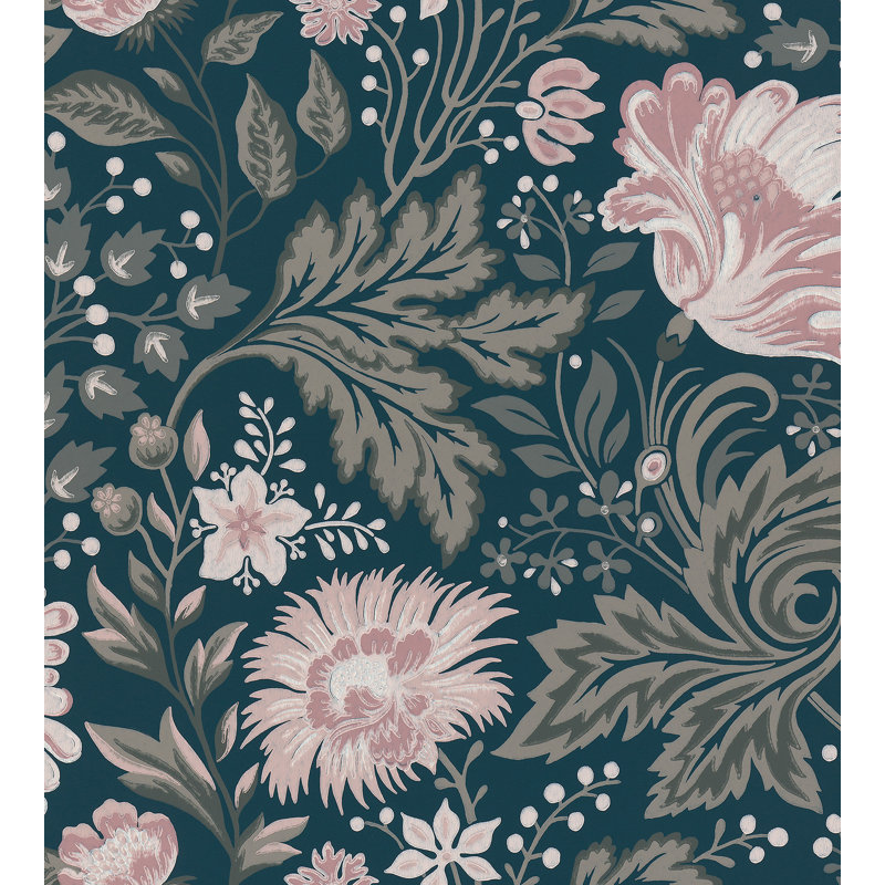 Ava Floral Wallpaper Roll, Dark Blue