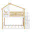 Charmant lit superposé simple au-dessus d'un lit simple, structure en forme de maison avec rangements et garde-corps de protection