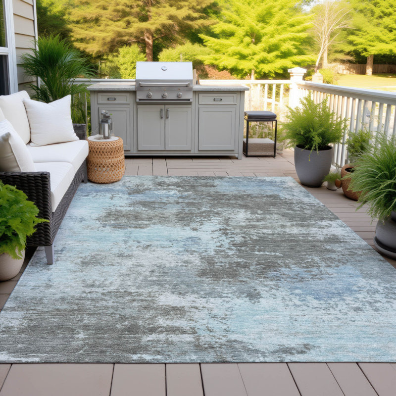 Tapis taupe Xhevrie intérieur / extérieur lavable à la machine, Rectangle 3 pi x 5 pi