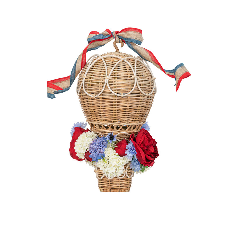 Provence Rattan Hot Air Balloon, 14" H x 7.5" W x 7.5" D