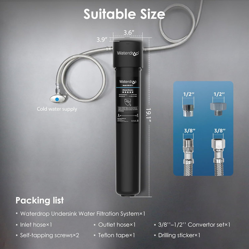 Waterdrop 17UA 3 Years Under Sink Water Filter with 1 RF17 Replacement Filter