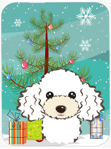 Planche à découper en verre caroline et caniche Under the Christmas Tree, Blanc