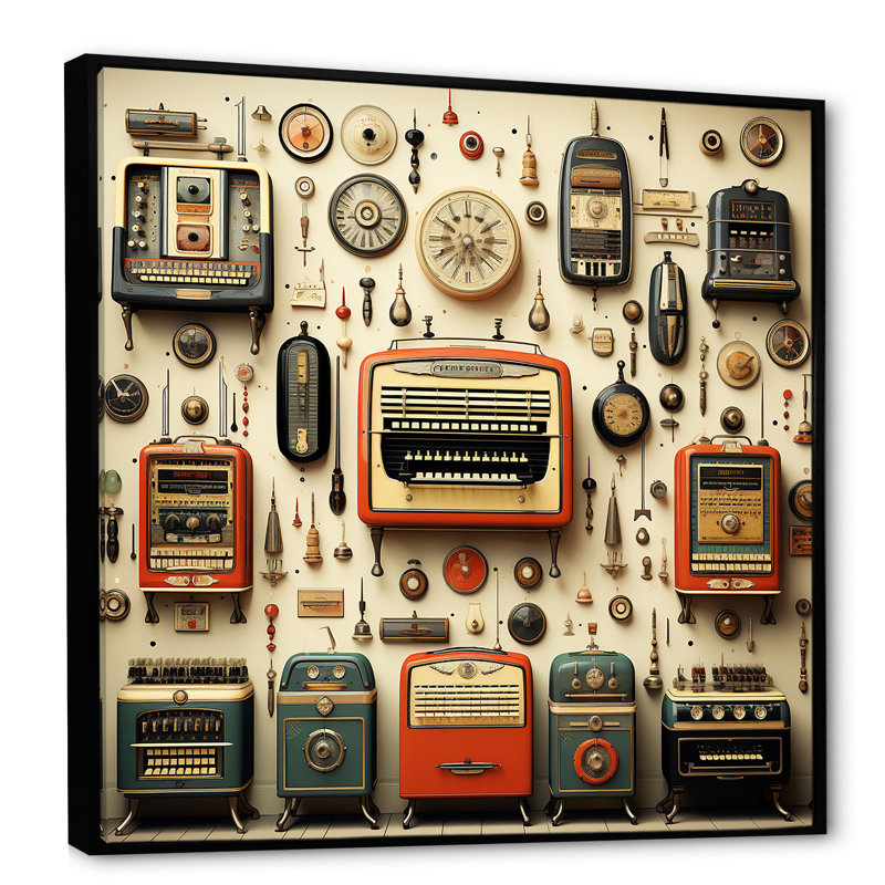 Nostalgic Jukebox Tunes 4 - Jukeboxes, art mural, H 16 po x l 16 po x P 1 po, Cadre flottant noir