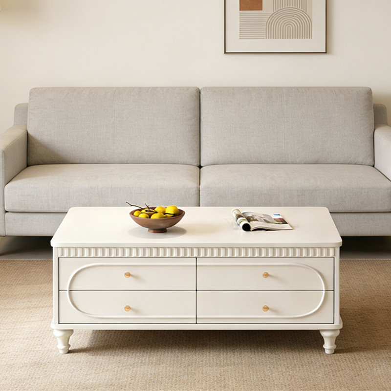 Table basse avec rangement French French, Crème, Cream, 20.9" H x 51.2" L x 27.6" W