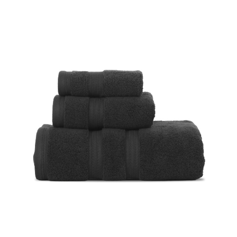 Elegance Essentials 550GSM 100% Cotton Zero Twist Bath Towel Set(1 Bath, 1 Hand Towel & 1 Washcloth), Black