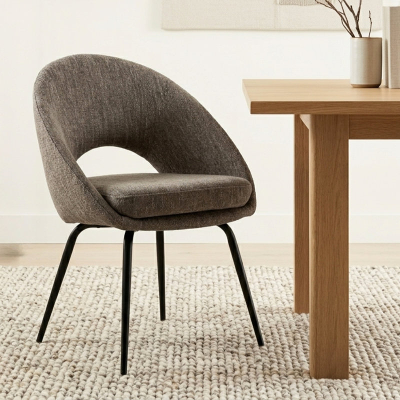 Chaise de salle à manger rembourrée Aria, Brun
