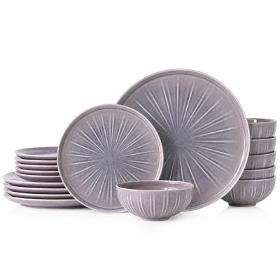 18-Piece Modern Purple Bone China Dinnerware Set (Service for 6)