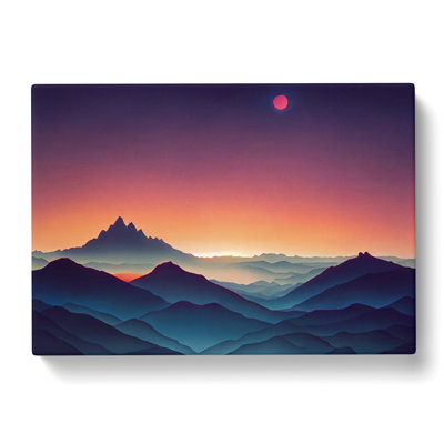 Cute Mountain Sunset - Wrapped Canvas Print