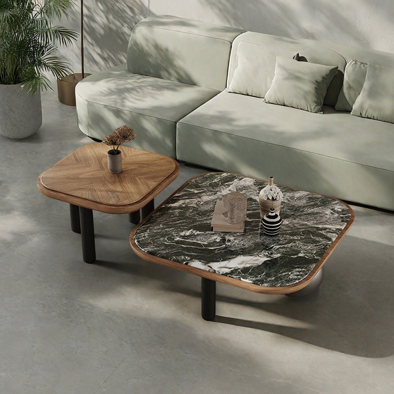 Square microcrystalline stone coffee table