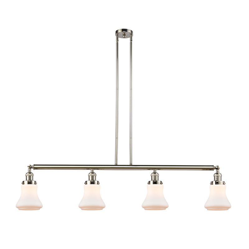 Bellmont - 4 lumières - 51 po - Nickel poli - Tige suspendue - Îlot réglable, Does Not Apply, White, Polished Nickel