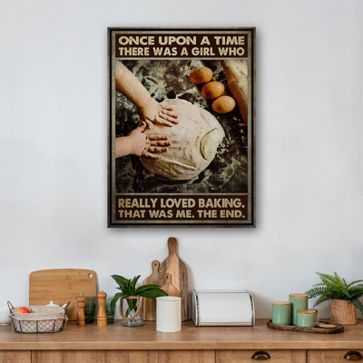 A Girl Who Really Loved Baking Gallery Wrapped Canvas - Baking Illustration Decor, Beige And Brown Kitchen Decor