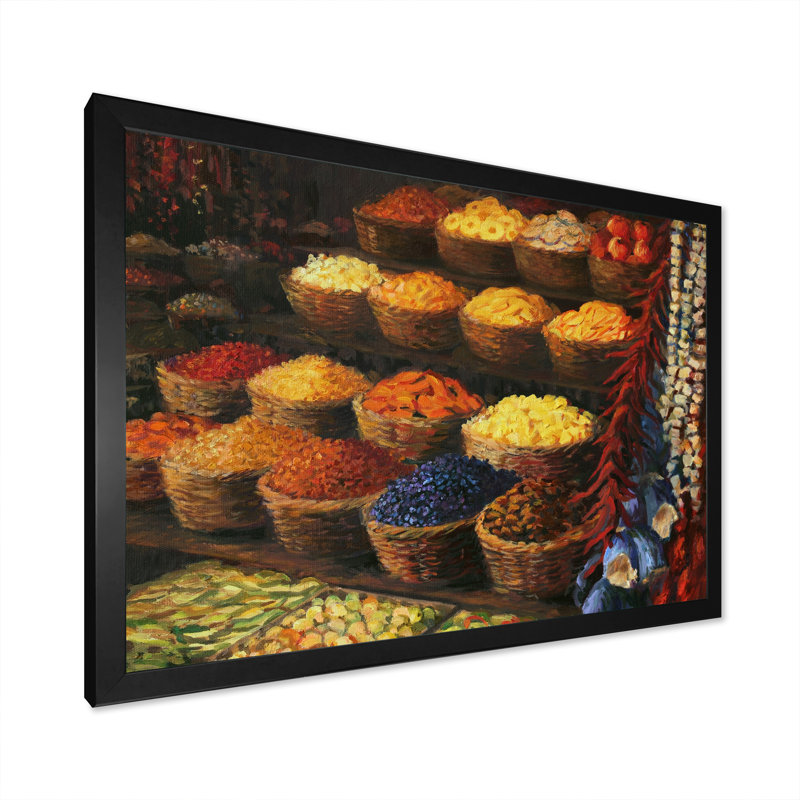 Palette de l'Orient - reproduction sur toile, Cadre d'angle fermé noir, H 8 po x l 12 po x P 1 po