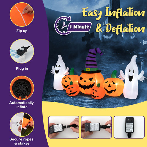 The Holiday Aisle® Long Halloween Pumpkins Self Inflatable | Wayfair
