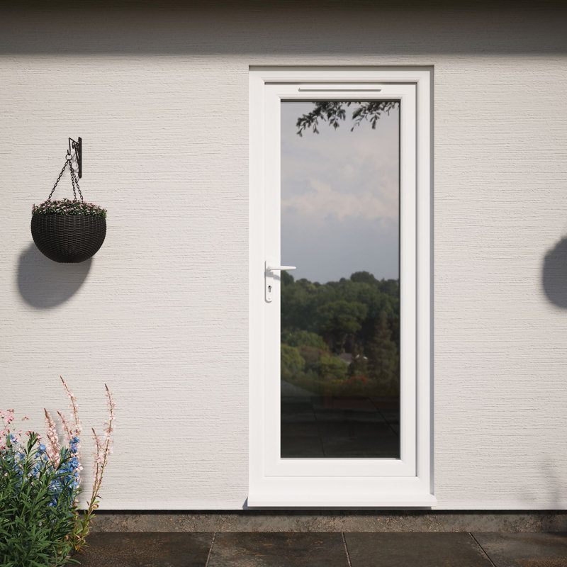 Crystal Direct Clear Glass Finish Polyvinyl Chloride (PVC) Prehung Door, Right , White, 840mm x 2090mm