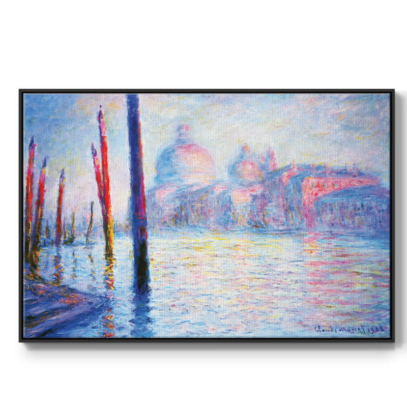 Canal Grand par Monet, reproduction d'art sur toile, H 27 po x l 41 po x P 2 po, Noir