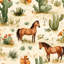 Adhésif mural cactus Wild West Horse