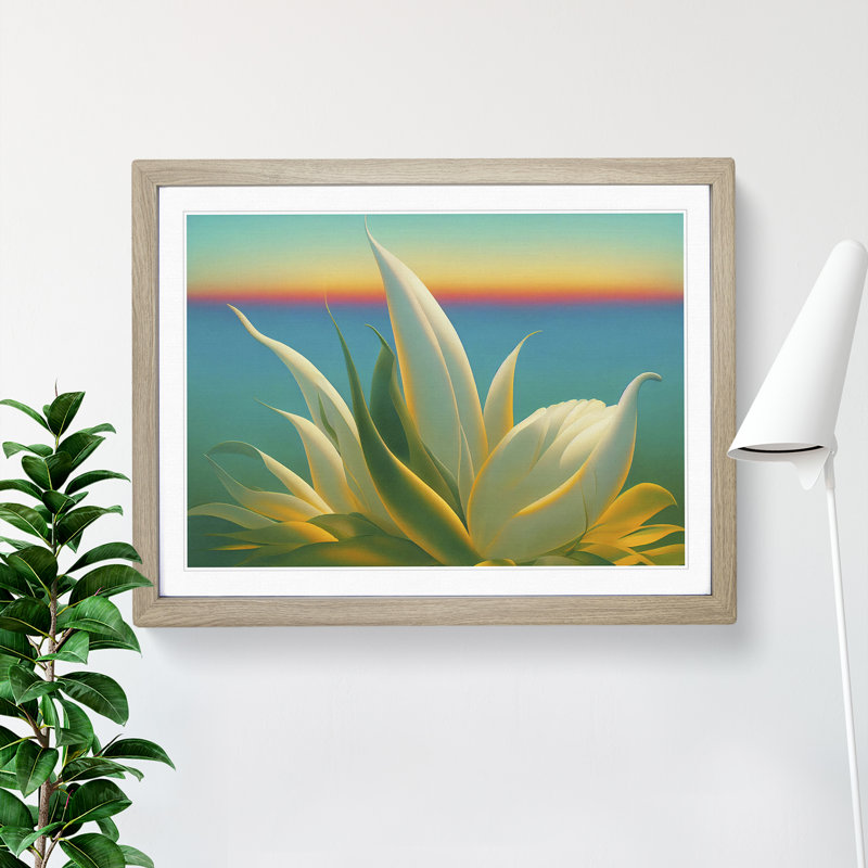 Timeless Tropical Flowers - Single Picture Frame Painting, Oak, 34cm H x 46cm W x 2cm D