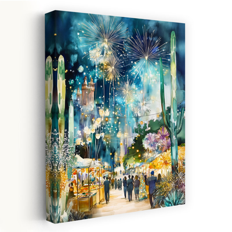 Feux d'artifice sur le marché du désert, H 36 po x l 24 po