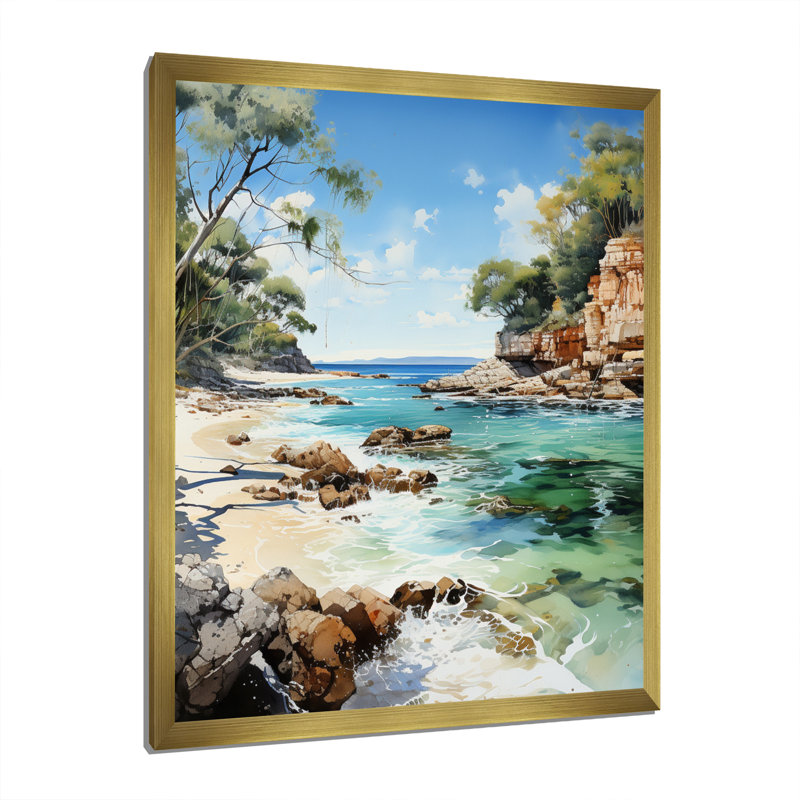 «Dominic Coastal Splendor» sur toile, H 20 po x l 12 po x P 1 po, Encadrement doré