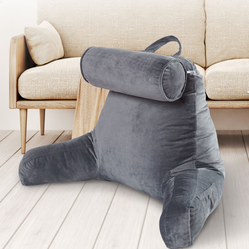  TV and Reading Bolster/Backrest Pillow Cover & Insert, Gray
