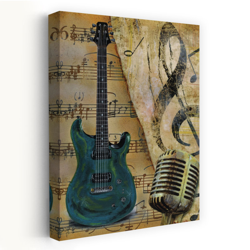 Guitare II, art contemporain abstrait, H 48 po x l 32 po