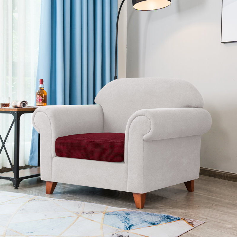 Stretch Box Cushion Armchair Seat Slipcover, Wine