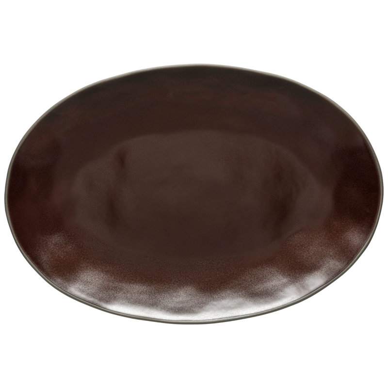 Stacked Organic Stoneware Platter, Latitude Black