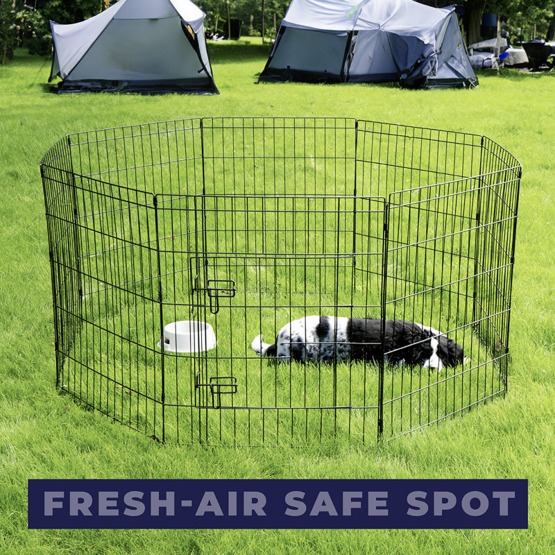 8 Panel Dog Playpen with Door, 76cm H x 61cm W x 61cm D