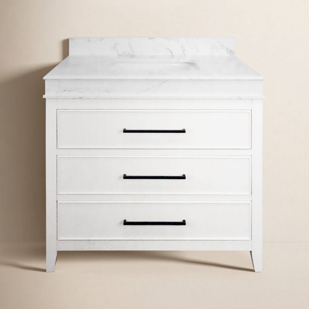 Bayla 36'' Single Bathroom Vanity with Engineered Stone Top Birch Lane™ Base 