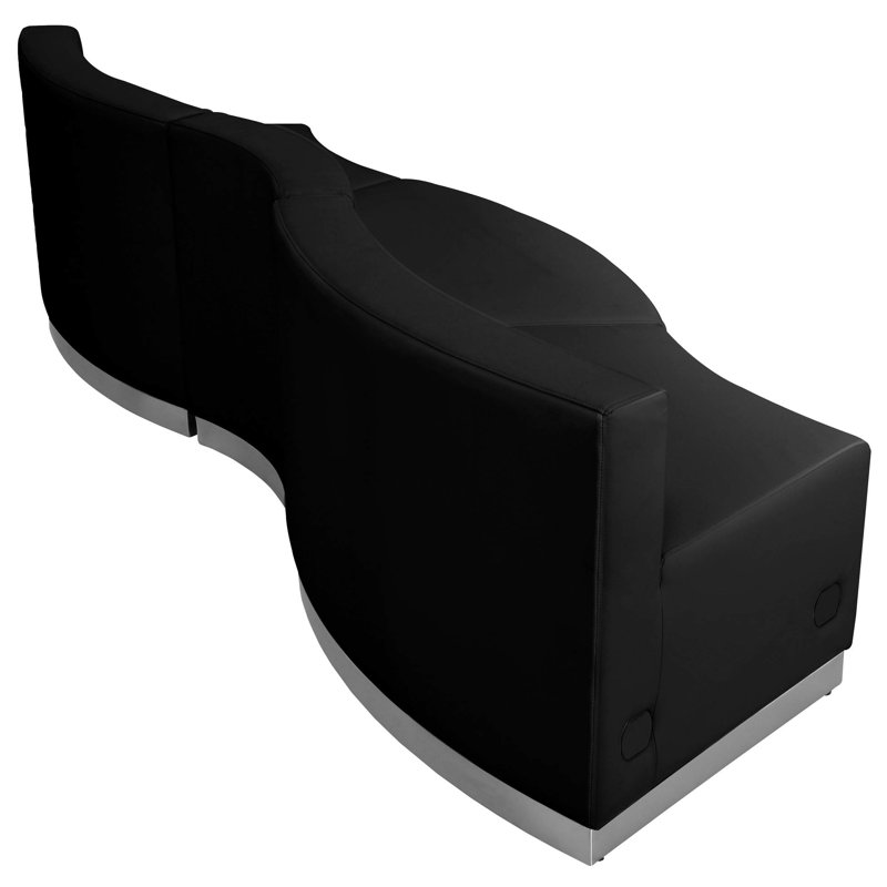 Hercules Alon 3 PC LeatherSoft Modular Reception Configuration w/Taut Back &Seat, Black Faux Leather