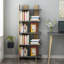 Bibliothèque élégante, anthracite et noire avec accents de chêne, panneau de particules recouvert de mélamine à 100%, épaisseur: 0,7 pouce | Parfait pour l'organisation de la maison et du bureau, design durable et élégant-260958374