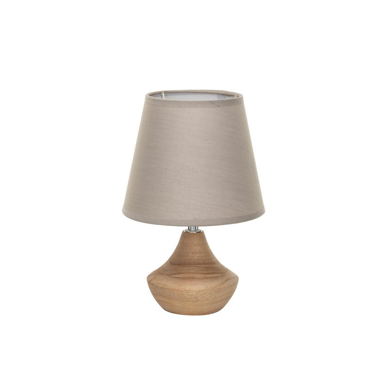 Natural Eucalyptus Wood Bedside Lamp with Linen Shade