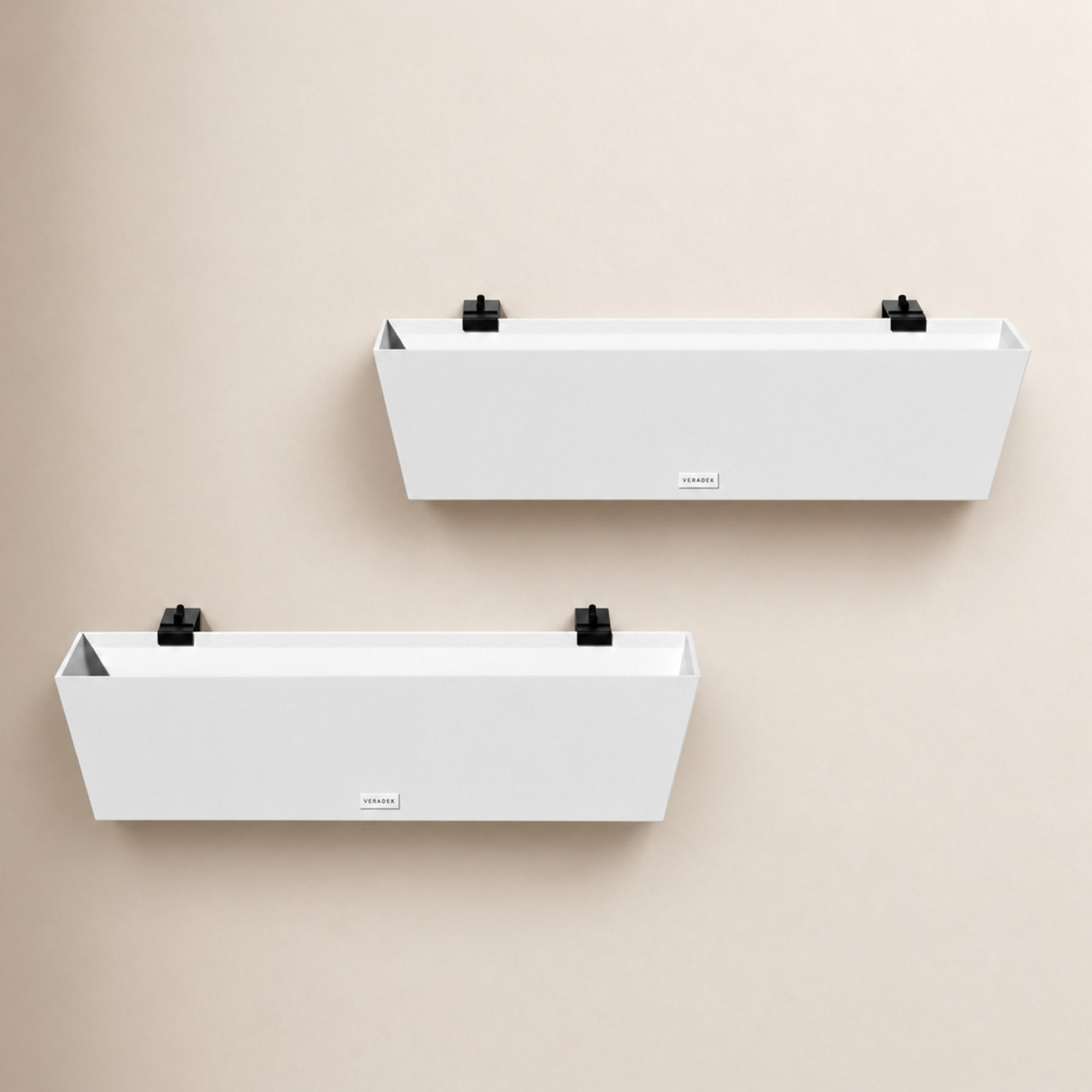 Pure Series Railing Planter, 9'' H x 36'' W x 10'' D, White, Set of 2