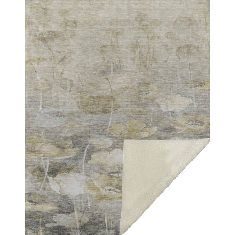 Jeté floral Sherpa ASB613 Addison, Beige