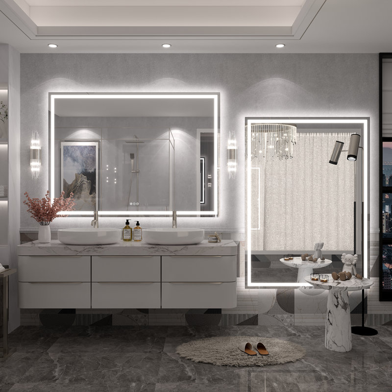 Miroir de salle de bain mural Molly, 55 po x 40 po, Transparent