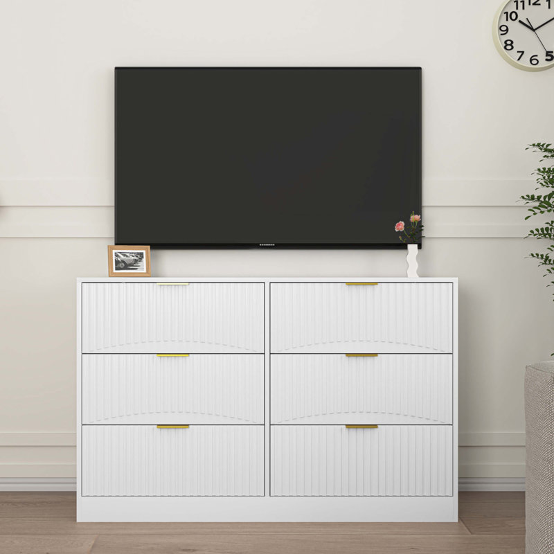 Modern 6-Drawer Dresser, White
