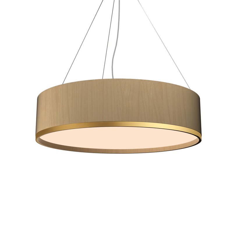 Pendant Accord Cylindrical, 7.48" H x 19.68" W x 19.68" D, Maple