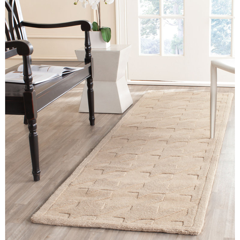 Beige Hand Tufted Wool Runner Rug