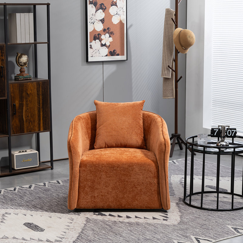 Fauteuil demi-tonneau pivotant avec accoudoirs pivotant 30,25 po de large, Mélange de polyester caramel