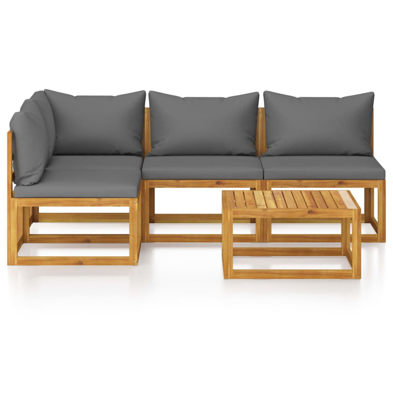 5 Piece Lounge Chair with Cushions, Gray