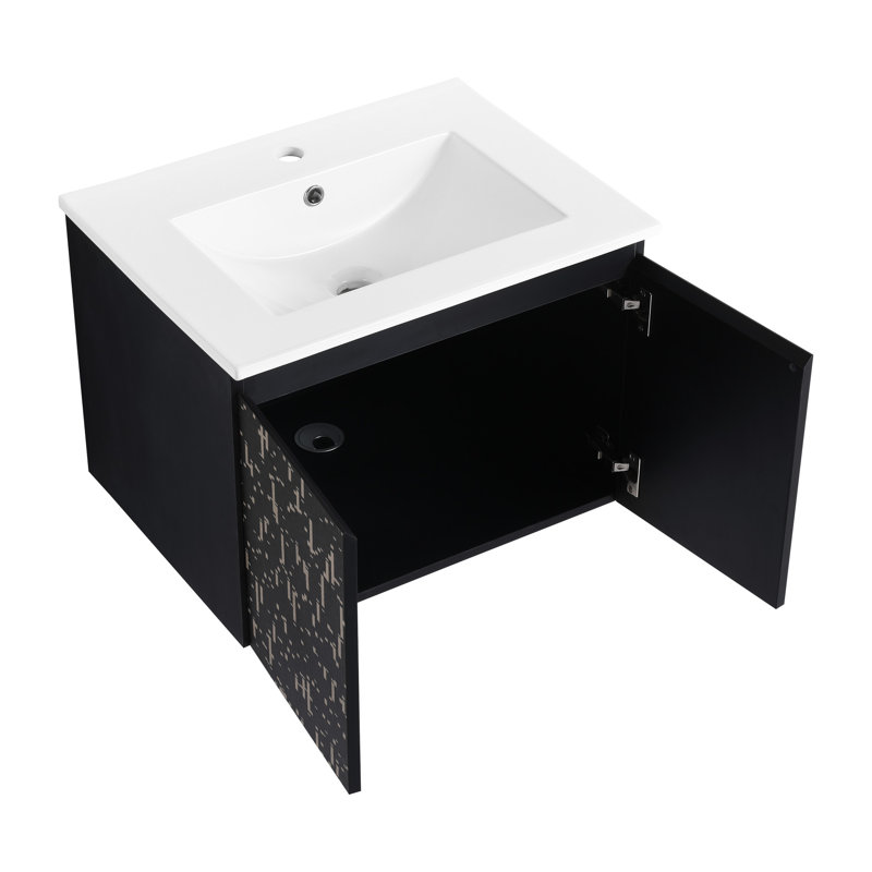 Meuble-lavabo mural 24 po avec lavabo en céramique et porte 24 po