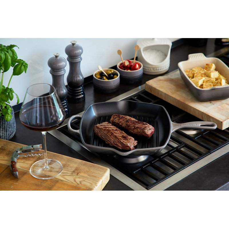 Le Creuset Enameled Cast Iron Signature 10.25" Square Skillet Grill, White