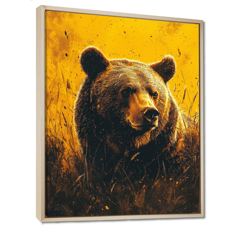 Dileo - ours, art mural, Reproduction encadrée sans passe-partout, Crème, H 20 po x l 12 po