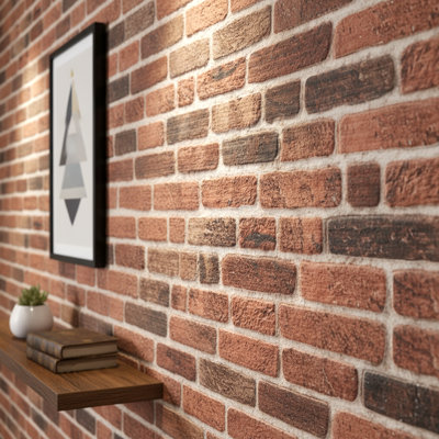 3D Faux Brick Wall Panels, Lightweight Foam Decorative Wall Paneling for Interior & Exterior Use, Water-Resistant, 20" x 40" (Set of 9), Covers 48 Sq Ft